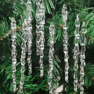 Weihnachtsbaum Klarglas Eiszapfen Ornamente Dekoration Weihnachten Wohndeko 25er Set - Bild 1 von 3