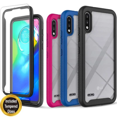 For LG K22 / K22 Plus Case, Transparent Rugged Cover + Tempered Glass Protector - Image 1 of 4