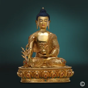 Medicine Buddha Statue 'Good Quality' 33cm Golden Buddhism Buddha From Nepal - Picture 1 of 7