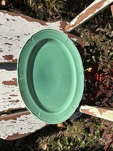 Piatto ovale 13,5 vintage montaggio petalo Clemens verde chiaro anni '30 petalo - Foto 1 di 3