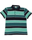 LACOSTE Mens Polo Shirt Size 5 Large Turquoise Striped Cotton JU09