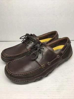 HUSH щенки Vibram мужской коричневый кожаный шнурует вверх мокасины палубы лодки туфли размер 9 изящный! - Изображение 1 из 4