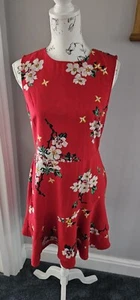 Warehouse rotes Blumenkleid Größe 14 UK - Bild 1 von 6