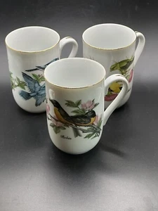 John James Audubon Porcelains 1985 Bird Coffee Cups Blue Jay Finch Robin (3) - Picture 1 of 9