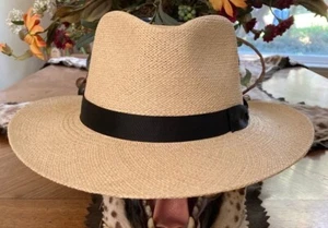 Scala Men Panama Straw Outback Hat L * Sun Shady Fedora Safari Hiking Fish Sale - Picture 1 of 4