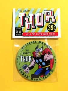 MIGHTY THOR Marvel Button World Reproduction of 1965 Pin Back NIP - Picture 1 of 2