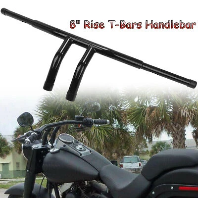 8" Rise Drag T-Bar Handlebar 1-1/4" Fat For Honda Harley Sportster XL Dyna FLS Foto 1 de 4