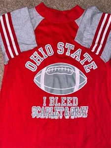 VTG 70S 80S SMALL OHIO STATE RINGER STRIPE I BLEED SCARLET & GRAY FOOTBALL SHIRT - Picture 1 of 5