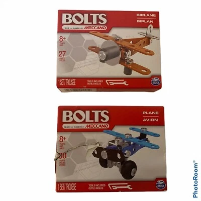 Lot Of 2 BOLTS SETS By Meccano Engineering & Robotics: Biplane & Airplane NEW  - Image 1 of 4