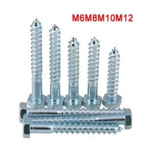 M6/M8/M10/M12 HEX Hexagon Coach Screw Self Tapping Wood Screw Bright Zinc Plated - Picture 1 of 5