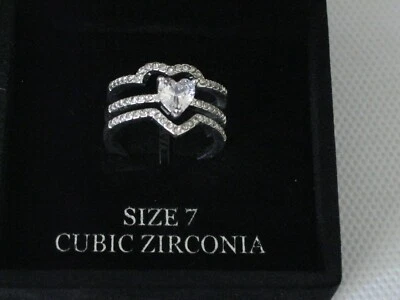 Nuevo Anillo de Compromiso Danecraft Placa de Plata Fina Corazón Circonita Cúbica Talla 7 Foto 1 de 4