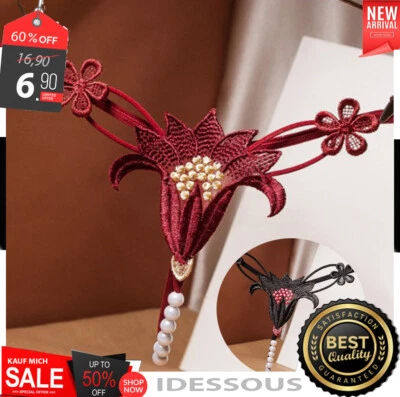 Perlen String ouvert transparent Dessous Slip sexy Schwarz Reizwäsche S M L Rot - Bild 1 von 4