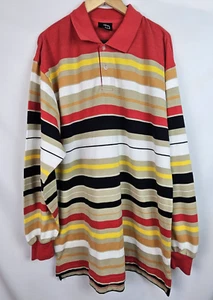 Empire Bigland Men's Polo Shirt Size 3XL Striped Long Sleeve Golf Shirt Top - Picture 1 of 9