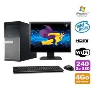 Lot PC Tour DELL 3010 MT G2020 Graveur 4Go 240Go SSD HDMI Wifi W7 + Ecran 19" - Photo 1/1