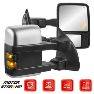 Pair Chrome Power Heated Signal Tow Mirrors Fit 08-16 Ford F250 F350 Super Duty - Bild 1 von 11
