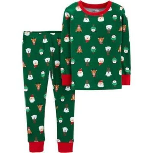 Boys Pajamas Christmas 2 Pc Shirt & Pants Set Green Toddler-sz 12 months - Picture 1 of 4