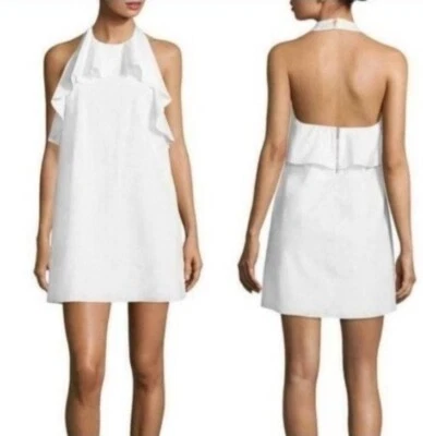 Alice and Olivia Women’s Gwenie Ruffle Halter Dress White Cotton sz Small - Image 1 of 4