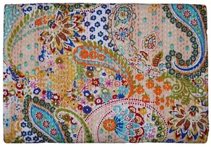 Indian Handmade Multi size Cotton Kantha Quilt Throw Bedspread Blanket decor - Picture 1 of 5