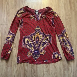 Vintage Lucky Brand fließende Boho Bluse Damen Größe Small Oberteil Paisley Langarm - Bild 1 von 11