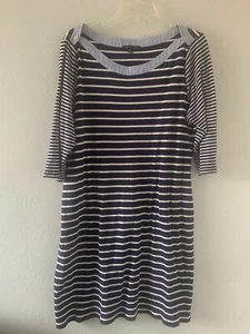Tommy Hilfiger Blue & White Striped Boat Neck Dress 3/4 Sleeve Size XL - Picture 1 of 8