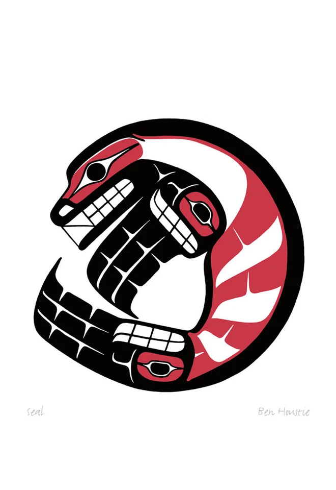 Tarjeta artística Seal Ben Houstie Nación Heiltsuk Nación Bella Bella Foto 1 de 1