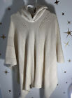 David And Young Knitted Cream Poncho With Hood. Very Neutral Excellent Condition