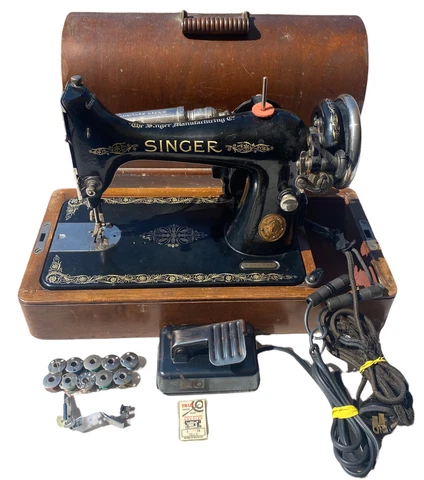 Antique 1922 Singer 99k Sewing Machine Bentwood Case Foot Pedal Light #Y699798 Cover