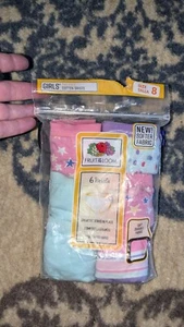 NWT Fruit of the Loom Girl's Multi Color Cotton Brief 6 Pack Size 8 Free Ship - Picture 1 of 8