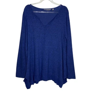 Weiche Umrandung Damen Größe M Blau Pullover Oberteil Schlitz V-Ausschnitt Langarm - Bild 1 von 9