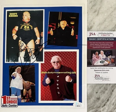 Фотография с автографом ПЫЛЬНОГО РОДСА 8,5x11... ЛЕГЕНДА РЕСТЛИНГА WWE... (d.2015) сертификат подлинности JSA - Изображение 1 из 2