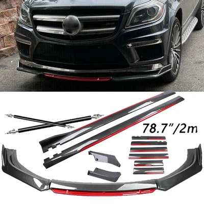 Carbon Fiber Look Red Front Lip Chin Bumper Side Skirt For Mercedes-Benz GLE Foto 1 de 4