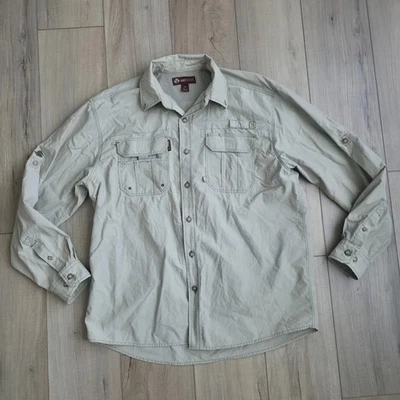 Dri-Duck Outfitter Caped Vented Fishing Shirt Button Front Khaki Men Sz M - Image 1 of 4