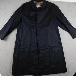 Vintage Aquascutum Coat Mens Large Black Aqua 5 Trench Mac England Harrods 90s - Picture 1 of 21