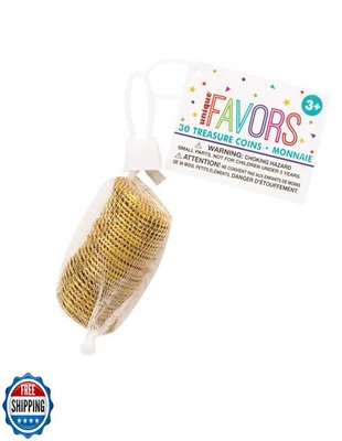 Сокровища золотые пластиковые монеты (упаковка из 30) - идеально подходит для вечеринок, игр, - Изображение 1 из 2