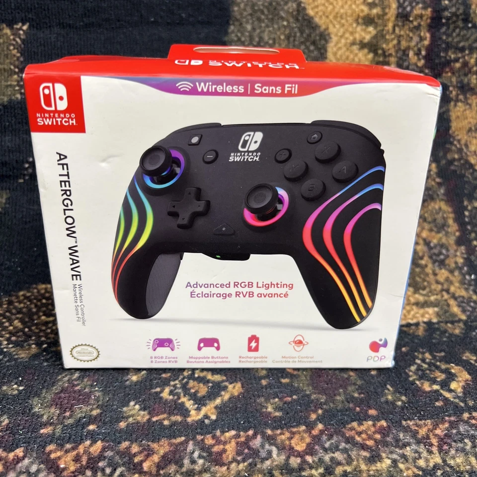 PDP AfterglowWave Wireless Pro Controller with Motion for Nintendo Switch Black - Image 1 of 2