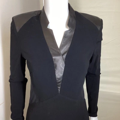 Nuevo con etiquetas Vestido Artelier Nicole Miller Cuero Negro Bordado $410 Foto 1 de 4