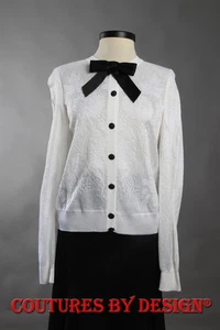 Cardigan St John Knits broccato ago fine bianco e caviale taglia S nuovo con etichette prezzo al dettaglio consigliato dal produttore 1195 - Foto 1 di 2