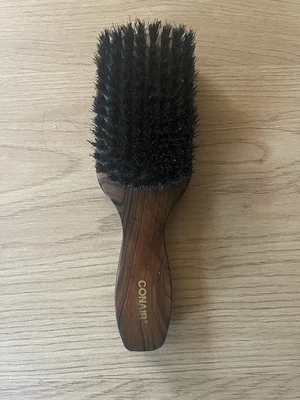 Conair 经典木质光滑 100% 野猪刷毛发刷,1 件全新无标签 — 第 1/2 张图片