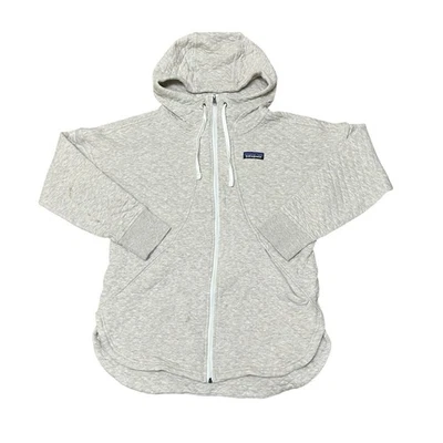 Patagonia Hoodie Small Gray Cotton Quilt Hoody Full Zip Oversized Hood Women's - Image 1 of 4