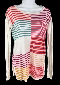 Women's Loro Piana Multicolor Striped Boat Neck Linen Sweater Size M? - Picture 1 of 5