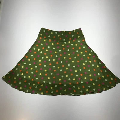 Юбка женская Veronique Young 4 зеленая оранжевая желтая в горошек полностью хлопковая расклешенная - Изображение 1 из 4