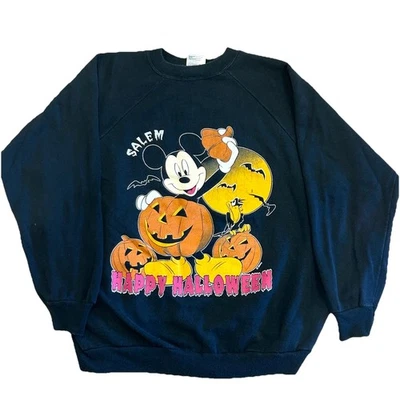 Sudadera De Colección Años 90 Disney Mickey Halloween Salem Raglan XL Hanes HerWay Foto 1 de 4