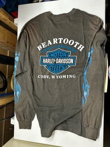 Harley Davidson Cody de colección, Wyoming MANGA LARGA talla XL gris diente de bar - Imagen 1 de 3