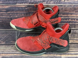 Nike Boys LeBron Soldier XII AA1352-660 Red Black Basketball Shoes Size 7Y - Picture 1 of 11