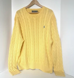 Polo Ralph Lauren Pullover Zopfmuster Baumwolle Herren XL gelb Rundhals Pullover - Bild 1 von 8