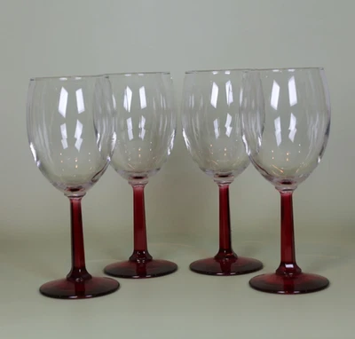 Libbey - Copas de vino de tallo rojo - CUATRO - 4 - 7 1/8" de alto Foto 1 de 3