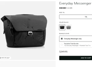 New Open Box $249.95 Peak Design Everyday Messenger 13L Black W Camera Dividers - Picture 1 of 24