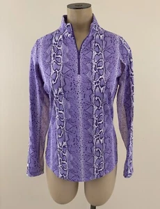 IBKUL KIMMY Womens XS Plum Python Snake 1/4 Zip Long Sleeve Mesh Panel Pullover - Picture 1 of 5