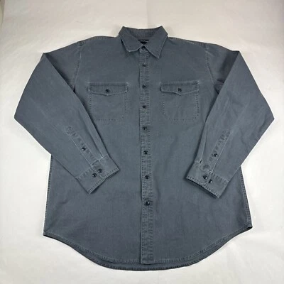 Lands End Pinwale Corduroy Shirt Mens LT Gray Button Up Long Sleeve Cabincore - Image 1 of 4