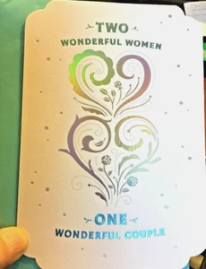 Wedding card for TWO WONDERFUL WOMEN, 2 BRIDES, LGBT MARRIAGE,Hallmark 46W - Picture 1 of 2